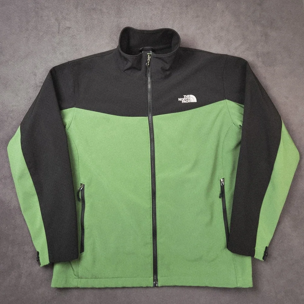 The North Face Apex Bionic Sweater Jacket Mens XL Black Green Full Zip Softshell
